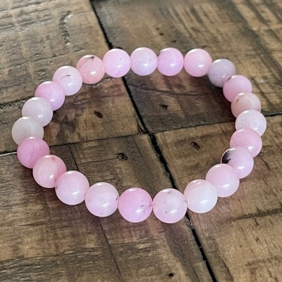 8mm Pink Cherry Blossom Jasper Stretch Bracelet - Picture 3 of 4